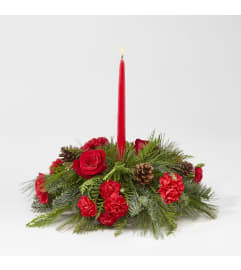 Holiday Classics Centerpiece by FTD. An arrangement by Travis Floral Shop.