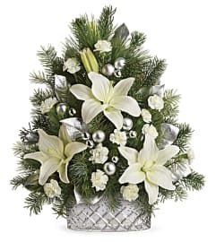 Teleflora's Sparkling Silver Tree. An arrangement by Pompano Beach Floral.