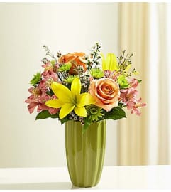 Fields of Europe™ in a Green Vase. An arrangement by Blessing and Blooms Florist.
