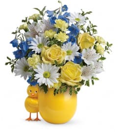 Teleflora's Sweet Peep Bouquet - Baby Blue. An arrangement by Devine Orchid.