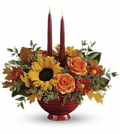 Teleflora's Earthy Autumn Centerpiece. An arrangement by Pompano Beach Floral.