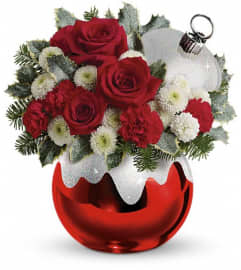 Celebrations by Radko Festively Frosty. An arrangement by Pompano Beach Floral.