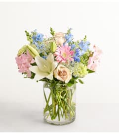 The Delphinium Meadow™. An arrangement by Flowers of Charlotte.