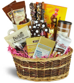 Chocolate Lovers Basket™. An arrangement by Abundant Flowers and Gift Shoppe.