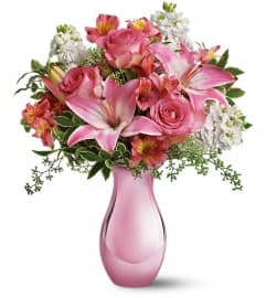 Teleflora's Pink Reflections Bouquet with Roses. An arrangement by Devine Orchid.