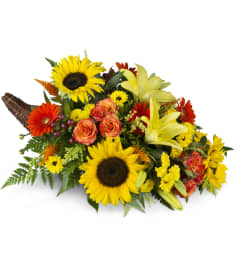 Giving Thanks Cornucopia™. An arrangement by Finer Flora.