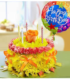 Birthday Flower Cake® for Fall. An arrangement by Graceland Florist.