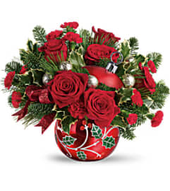 Teleflora's Deck The Holly Ornament Bouquet. An arrangement by Artistic Way Flowers.