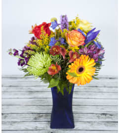 Blue Sky Day. An arrangement by Massey's House of Flowers.