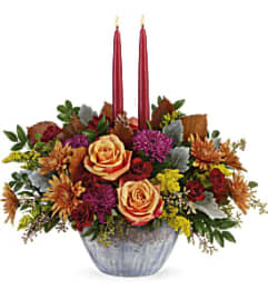 Teleflora's Harvest Jewels Centerpiece. An arrangement by Margaret's Florist.