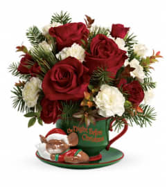 Teleflora's Send a Hug Waiting For Santa. An arrangement by Pompano Beach Floral.