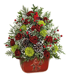 The Teleflora's Cardinal Heirloom Tree. An arrangement by Margaret's Florist.