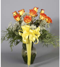 Sunset Rose Vase. An arrangement by Country Arts In Flowers.