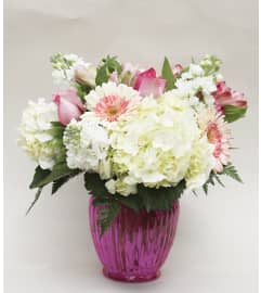 A Touch of Blush. An arrangement by Flowers by Peter.