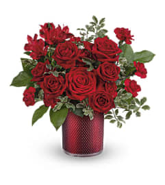 The Teleflora's Radiant Crimson Bouquet. An arrangement by Margaret's Florist.