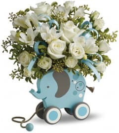 MiGi Baby Elephant by Teleflora - Blue. An arrangement by Devine Orchid.