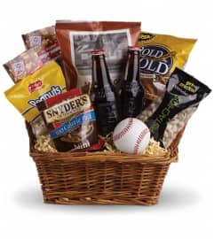 Take Me Out to the Ballgame Basket. An arrangement by Devine Orchid.