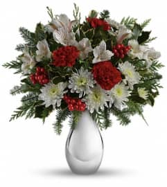 Teleflora's Silver And Snowflakes Bouquet. An arrangement by Pompano Beach Floral.