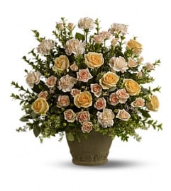 rose rememberance. An arrangement by Fine's Flowers.
