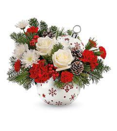 Teleflora's Snowy Sparkle Bouquet. An arrangement by Margaret's Florist.