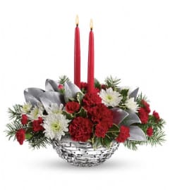 Teleflora's Winter Magic Centerpiece. An arrangement by Pompano Beach Floral.