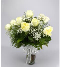 Classic (Medium) White Rose Arrangement. An arrangement by Just Roses Flowers and More.