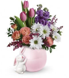 Teleflora's Send a Hug® Bunny Love Bouquet. An arrangement by Devine Orchid.