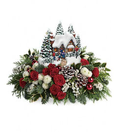 Thomas Kinkade's Country Christmas Homecoming. An arrangement by Devine Orchid.
