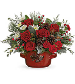 Teleflora's Vintage Stoneware Centerpiece. An arrangement by Margaret's Florist.