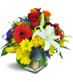 We're Walking on Sunshine. An arrangement by Erika's Flowers.