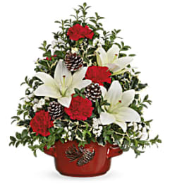 Teleflora's Christmas Lilies Tree Bouquet. An arrangement by Margaret's Florist.