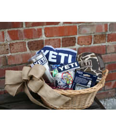 YETI Gift Basket. An arrangement by Metcalfe Florist and Pleasant View Greenhouses.