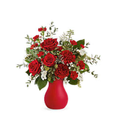 The Teleflora's Scarlet Wishes Bouquet. An arrangement by Marivel's Florist and Gifts.