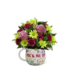The FTD® Pick-Me-Up® Mug Bouquet. An arrangement by Mystic Garden Floral.
