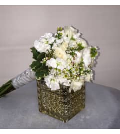 Communion Bouquet All White Flowers. An arrangement by Clark's House of Flowers.