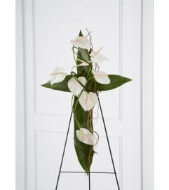 The FTD® Living Cross™ Easel. An arrangement by Mystic Garden Floral.