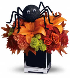 Teleflora's Spooky Sweet. An arrangement by Marivel's Florist and Gifts.