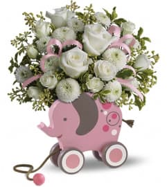 MiGi Baby Elephant by Teleflora - Pink. An arrangement by Pompano Beach Floral.