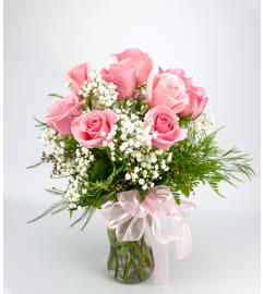 Classic (Medium) Pink Rose Arrangement. An arrangement by Just Roses Flowers and More.