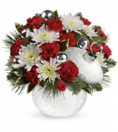 Teleflora's Snowball Surprise Bouquet. An arrangement by Pompano Beach Floral.