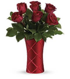 Teleflora's Crimson Luxury Bouquet. An arrangement by Pompano Beach Floral.