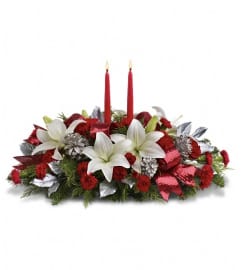 Lights Of Christmas Centerpiece. An arrangement by Wasaga Flowers.