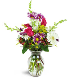 Sunshine Daisy Rose Bouquet™. An arrangement by Yesterday's Florist and Gifts.