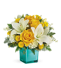 TELEFLORA'S GOLDEN LAUGHTER BOUQUET. An arrangement by Marianna's Flower Island.