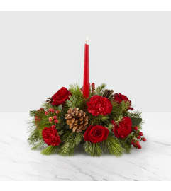 The FTD® Home for Christmas™ Centerpiece. An arrangement by Flamingo Floral and Gifts.