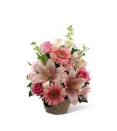 The FTD® Whispering Love™ Pink Arrangement. An arrangement by Mystic Garden Floral.