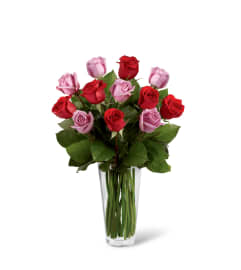 The FTD® Red and Lavender Rose Bouquet. An arrangement by Mystic Garden Floral.