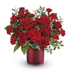 The Teleflora's Radiant Crimson Bouquet. An arrangement by Vivian Flowers.