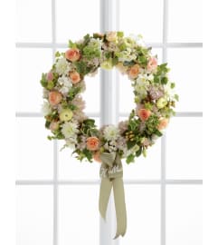 The FTD® Garden Splendor™ Wreath. An arrangement by Mt. Scott Flowers.