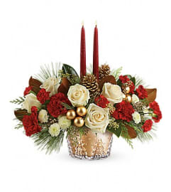 Teleflora's Winter Pines Centerpiece. An arrangement by Artistic Way Flowers.